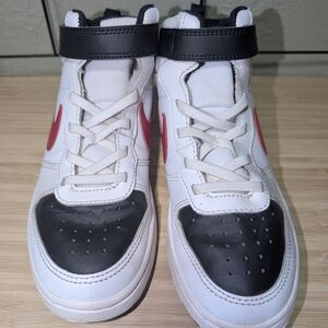 Nike Kids High-Top Sneakers - Black, White, and Red